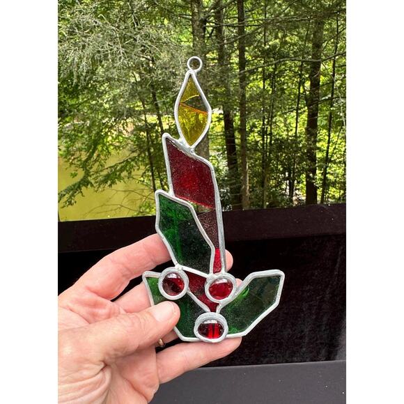 Vintage Lot Of 6 Stained Glass Christmas Suncatchers See Photos -S1C - Picture 6 of 11